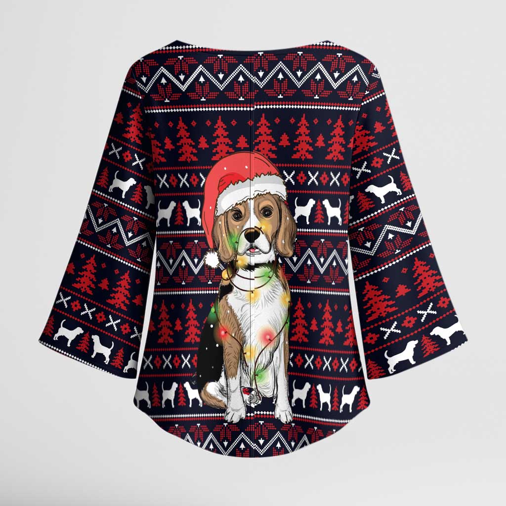 Beagle Dog They Know When You Have Snacks Christmas Kimono Sleeve Blouse Xmas Holiday Patterns - Wonder Print Shop