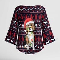 Beagle Dog They Know When You Have Snacks Christmas Kimono Sleeve Blouse Xmas Holiday Patterns - Wonder Print Shop