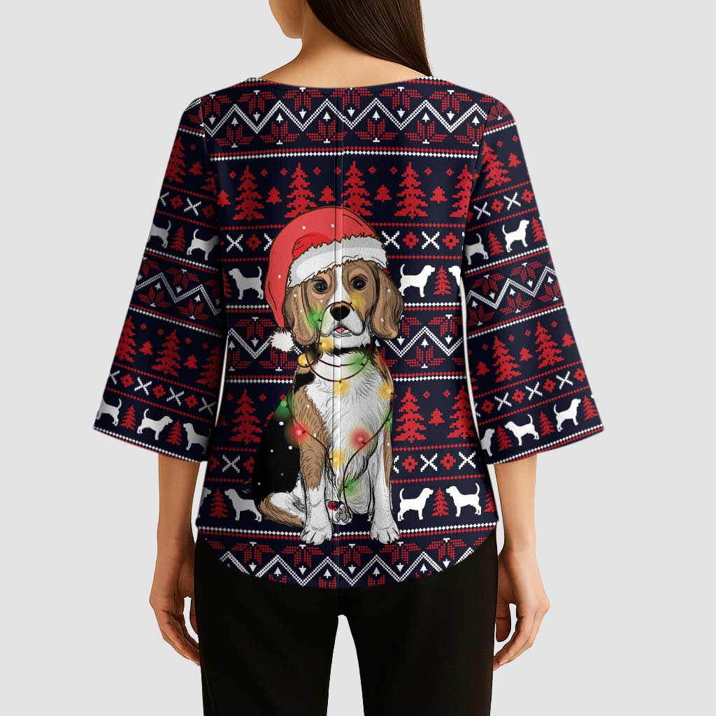 Beagle Dog They Know When You Have Snacks Christmas Kimono Sleeve Blouse Xmas Holiday Patterns - Wonder Print Shop
