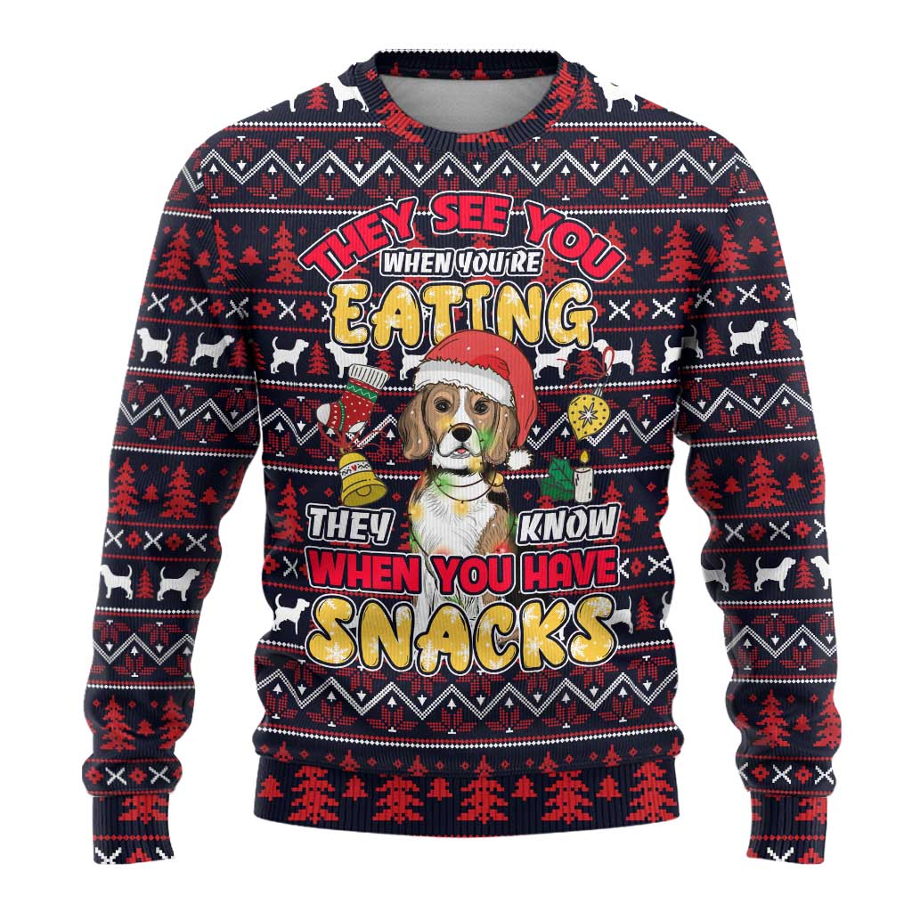 Beagle Dog They Know When You Have Snacks Christmas Ugly Christmas Sweater Xmas Holiday Patterns - Wonder Print Shop
