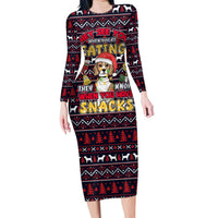 Beagle Dog They Know When You Have Snacks Christmas Long Sleeve Bodycon Dress Xmas Holiday Patterns - Wonder Print Shop