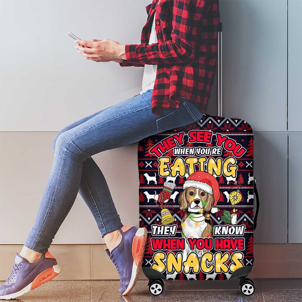 Beagle Dog They Know When You Have Snacks Christmas Luggage Cover Xmas Holiday Patterns - Wonder Print Shop