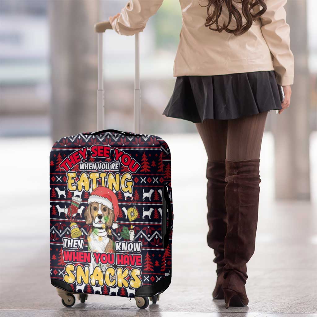 Beagle Dog They Know When You Have Snacks Christmas Luggage Cover Xmas Holiday Patterns - Wonder Print Shop