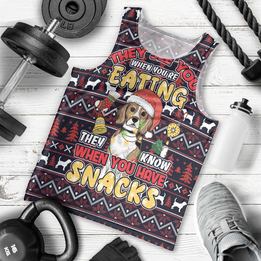 Beagle Dog They Know When You Have Snacks Christmas Men Tank Top Xmas Holiday Patterns - Wonder Print Shop