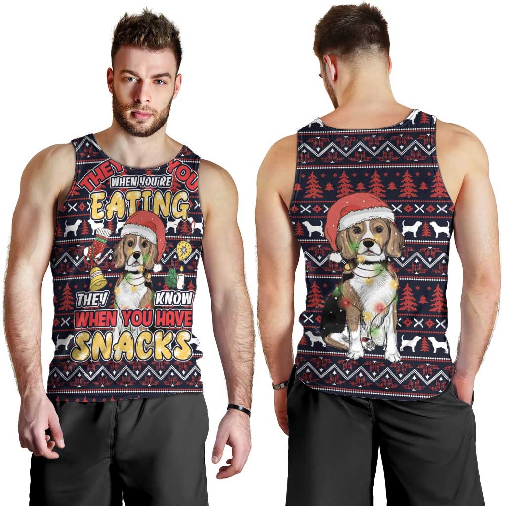 Beagle Dog They Know When You Have Snacks Christmas Men Tank Top Xmas Holiday Patterns - Wonder Print Shop