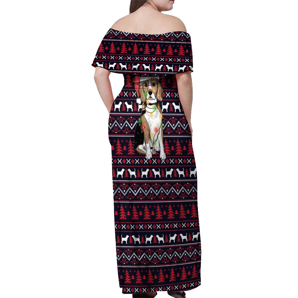 Beagle Dog They Know When You Have Snacks Christmas Off Shoulder Maxi Dress Xmas Holiday Patterns - Wonder Print Shop
