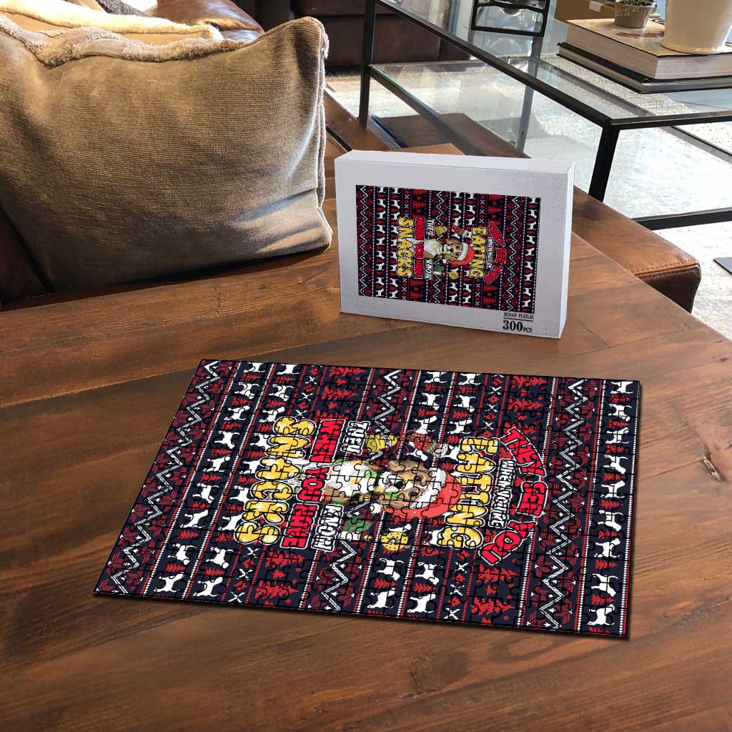 Beagle Dog They Know When You Have Snacks Christmas Puzzle Xmas Holiday Patterns - Wonder Print Shop