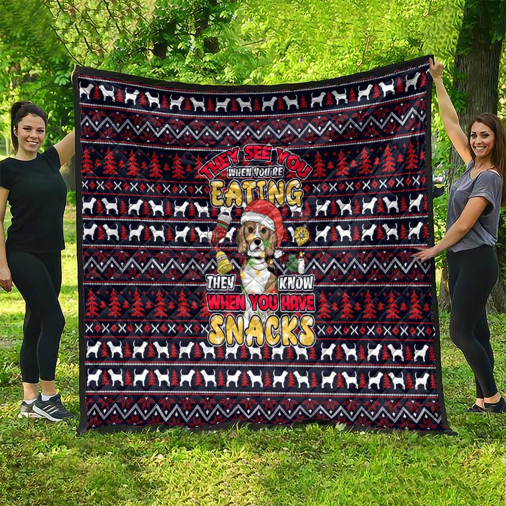 Beagle Dog They Know When You Have Snacks Christmas Quilt Xmas Holiday Patterns - Wonder Print Shop