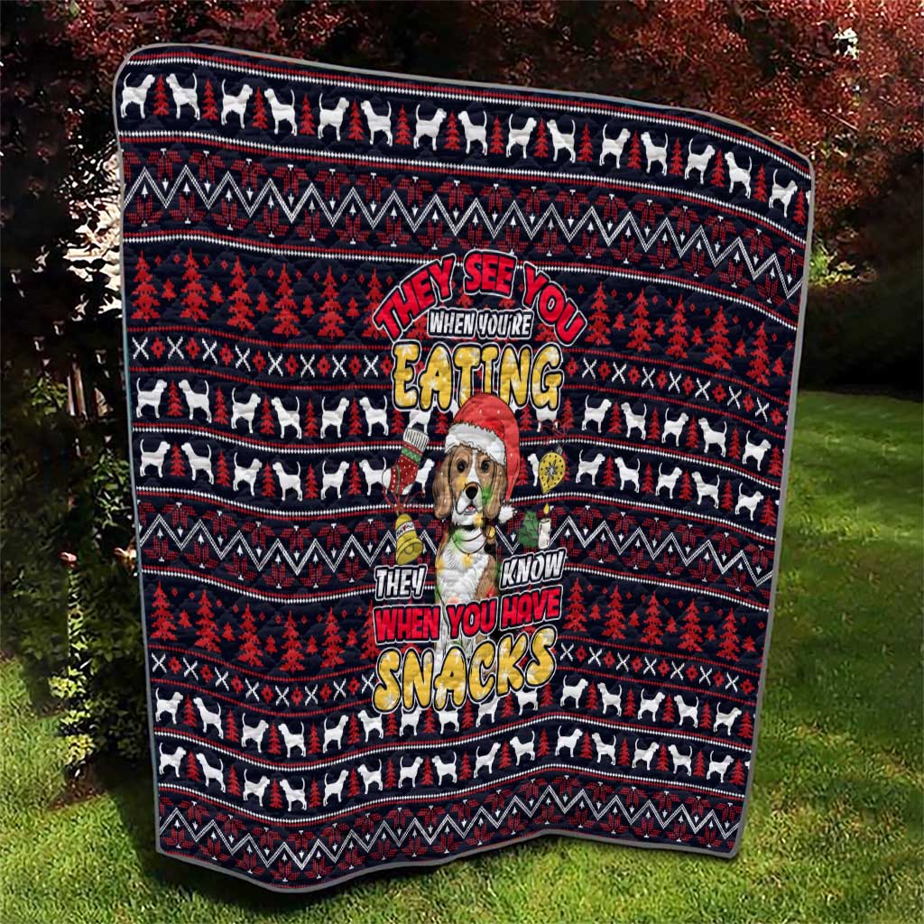 Beagle Dog They Know When You Have Snacks Christmas Quilt Xmas Holiday Patterns - Wonder Print Shop