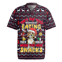 Beagle Dog They Know When You Have Snacks Christmas Rugby Jersey Xmas Holiday Patterns - Wonder Print Shop