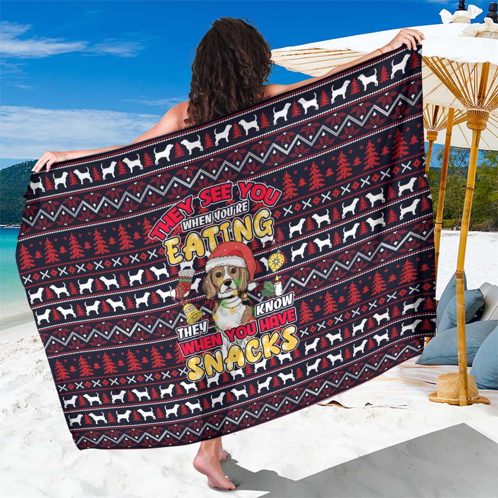Beagle Dog They Know When You Have Snacks Christmas Sarong Xmas Holiday Patterns - Wonder Print Shop