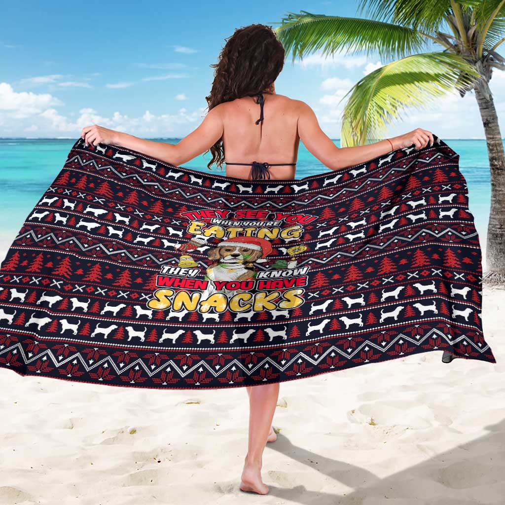 Beagle Dog They Know When You Have Snacks Christmas Sarong Xmas Holiday Patterns - Wonder Print Shop