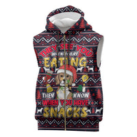 Beagle Dog They Know When You Have Snacks Christmas Sleeveless Zip Hoodie Xmas Holiday Patterns - Wonder Print Shop