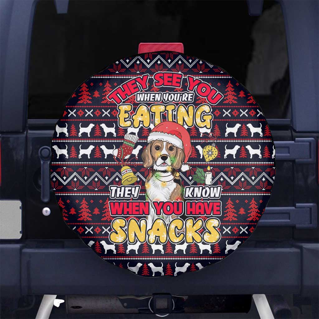 Beagle Dog They Know When You Have Snacks Christmas Spare Tire Cover Xmas Holiday Patterns - Wonder Print Shop