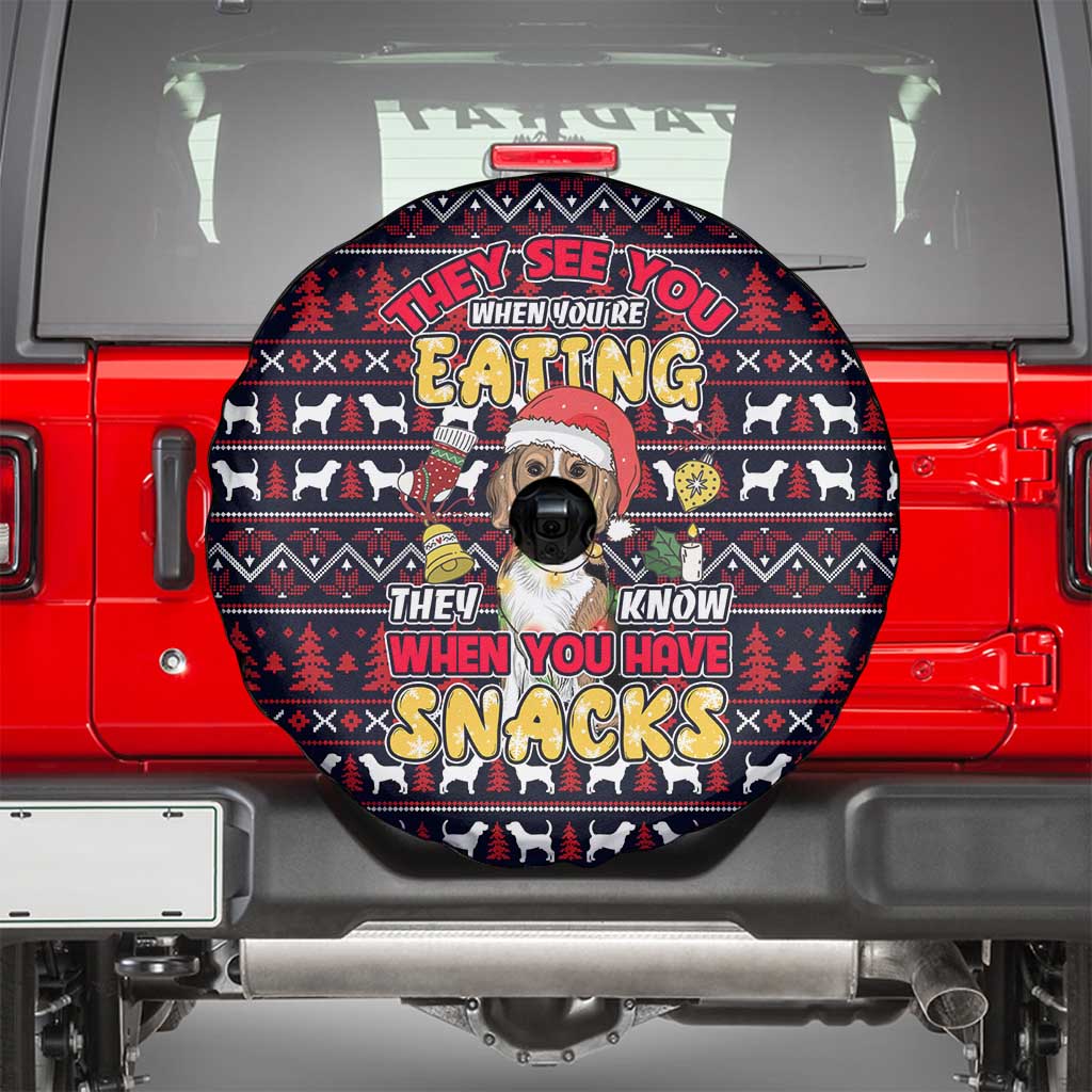 Beagle Dog They Know When You Have Snacks Christmas Spare Tire Cover Xmas Holiday Patterns - Wonder Print Shop