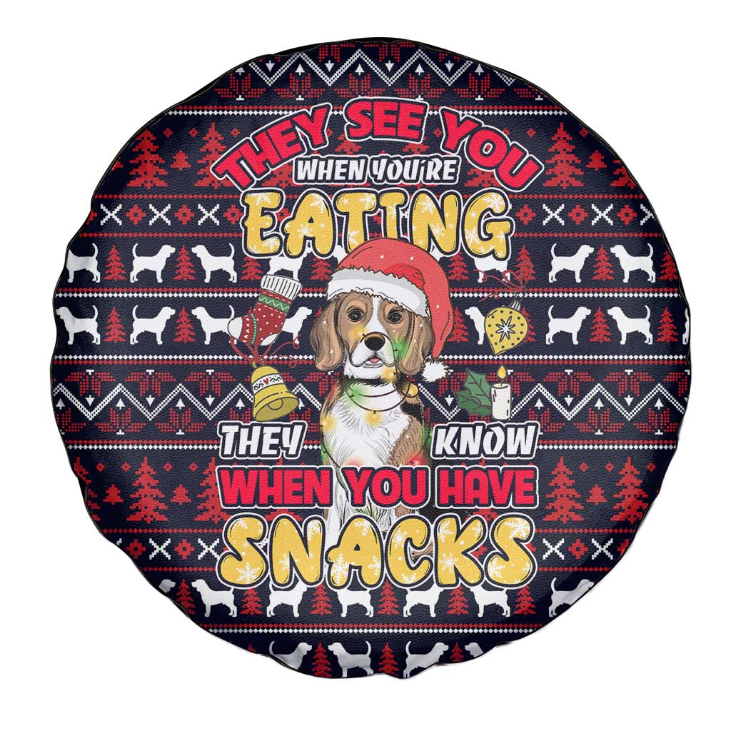 Beagle Dog They Know When You Have Snacks Christmas Spare Tire Cover Xmas Holiday Patterns - Wonder Print Shop