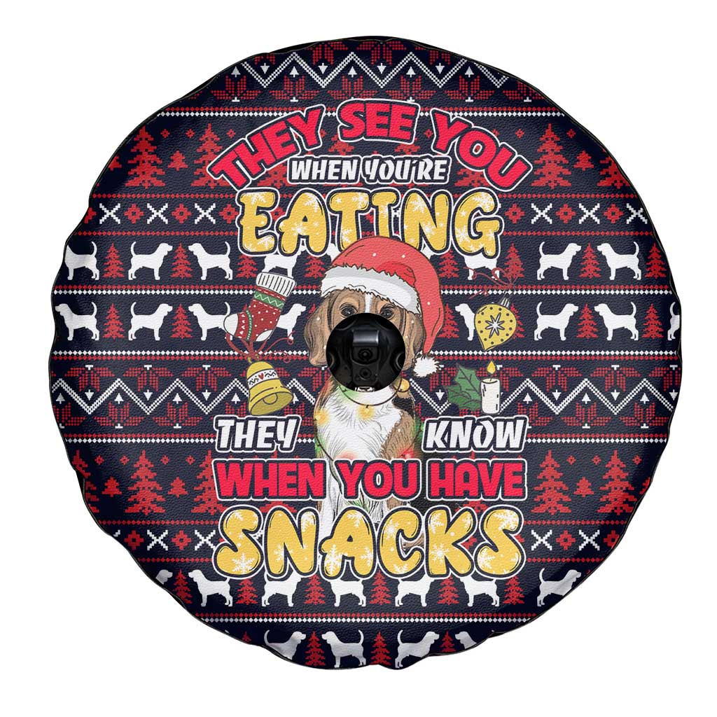 Beagle Dog They Know When You Have Snacks Christmas Spare Tire Cover Xmas Holiday Patterns - Wonder Print Shop