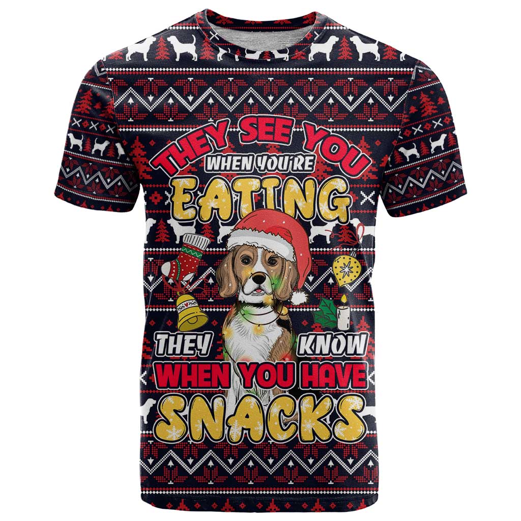 Beagle Dog They Know When You Have Snacks Christmas T Shirt Xmas Holiday Patterns - Wonder Print Shop