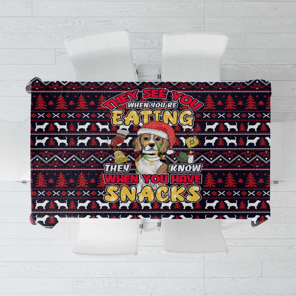 Beagle Dog They Know When You Have Snacks Christmas Tablecloth Xmas Holiday Patterns - Wonder Print Shop