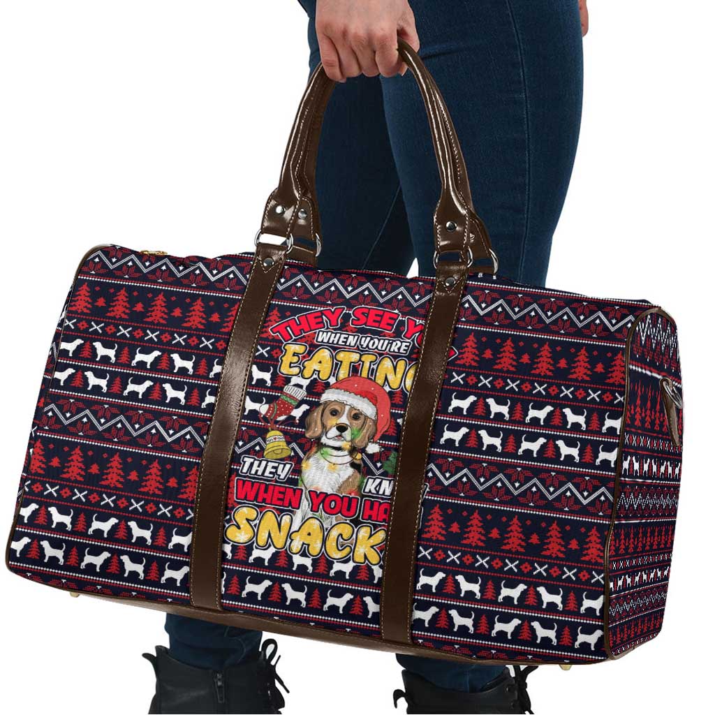 Beagle Dog They Know When You Have Snacks Christmas Travel Bag Xmas Holiday Patterns - Wonder Print Shop