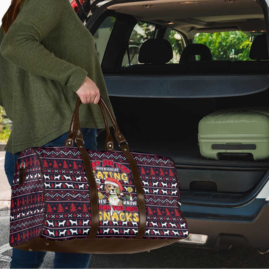 Beagle Dog They Know When You Have Snacks Christmas Travel Bag Xmas Holiday Patterns - Wonder Print Shop