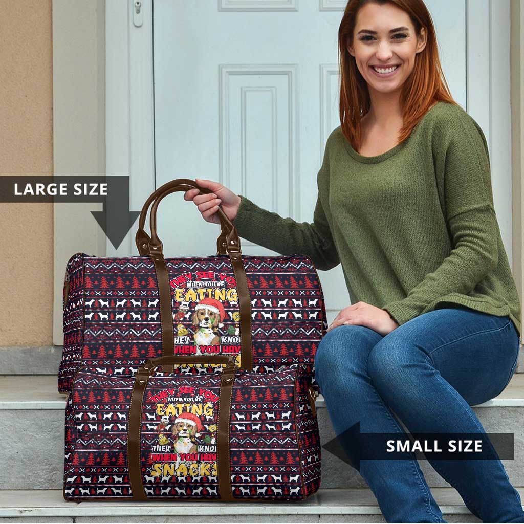 Beagle Dog They Know When You Have Snacks Christmas Travel Bag Xmas Holiday Patterns - Wonder Print Shop