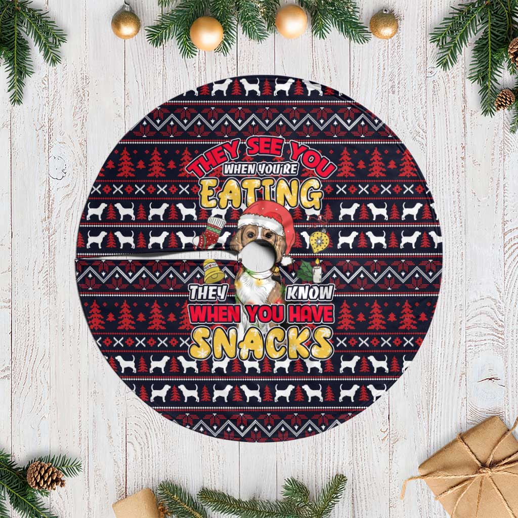 Beagle Dog They Know When You Have Snacks Christmas Tree Skirt Xmas Holiday Patterns - Wonder Print Shop