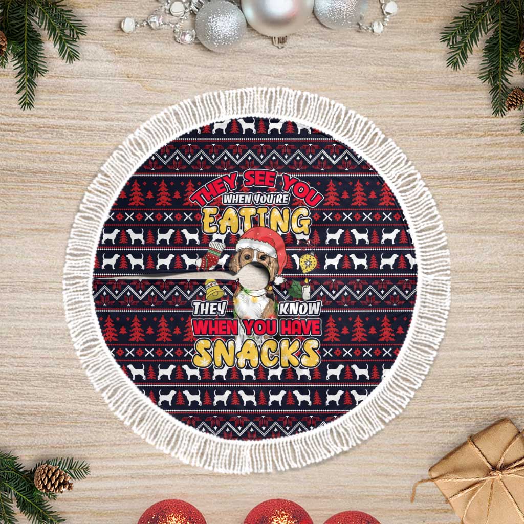 Beagle Dog They Know When You Have Snacks Christmas Tree Skirt Xmas Holiday Patterns - Wonder Print Shop