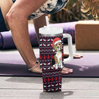 Beagle Dog They Know When You Have Snacks Christmas Tumbler With Handle Xmas Holiday Patterns - Wonder Print Shop