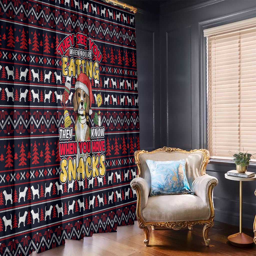 Beagle Dog They Know When You Have Snacks Christmas Window Curtain Xmas Holiday Patterns - Wonder Print Shop