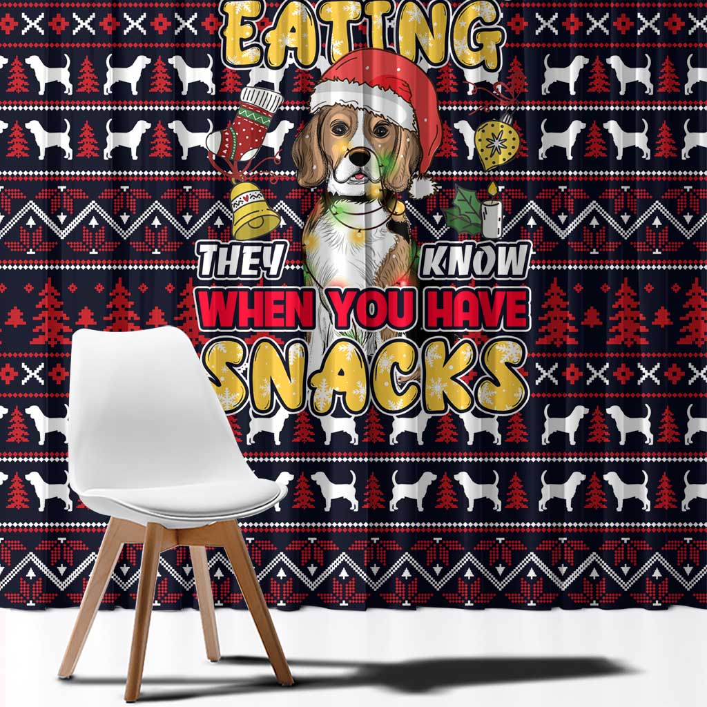 Beagle Dog They Know When You Have Snacks Christmas Window Curtain Xmas Holiday Patterns - Wonder Print Shop