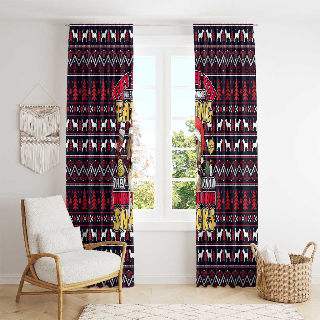 Beagle Dog They Know When You Have Snacks Christmas Window Curtain Xmas Holiday Patterns - Wonder Print Shop