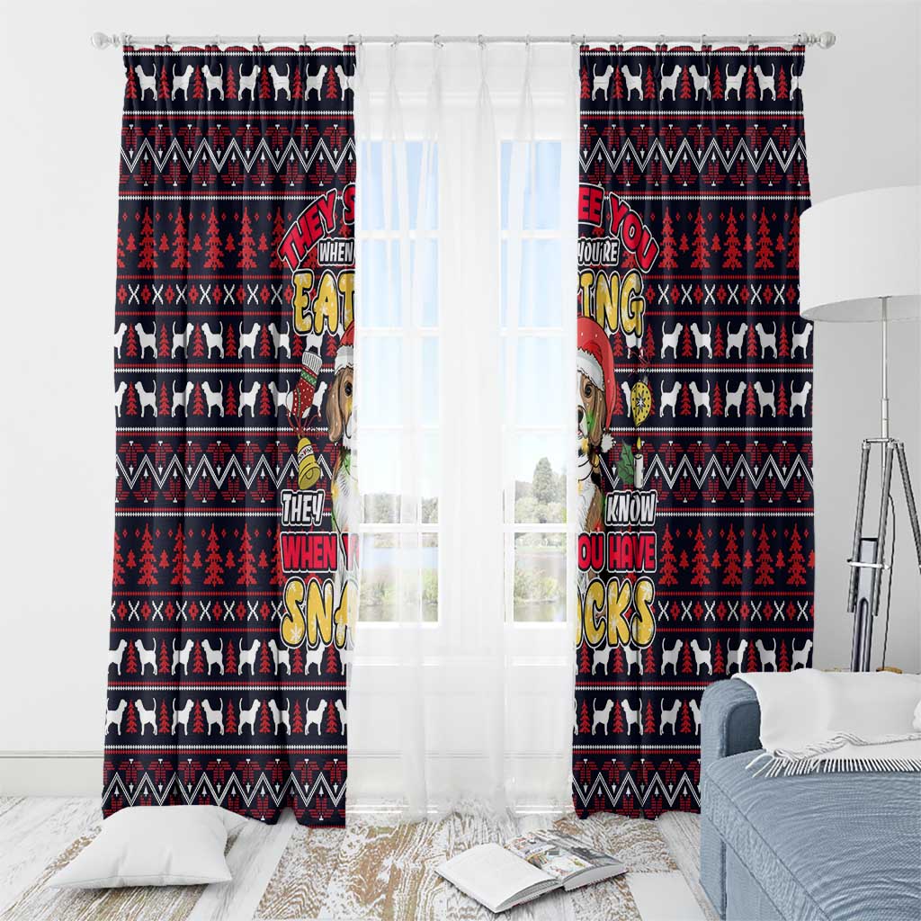Beagle Dog They Know When You Have Snacks Christmas Window Curtain Xmas Holiday Patterns - Wonder Print Shop