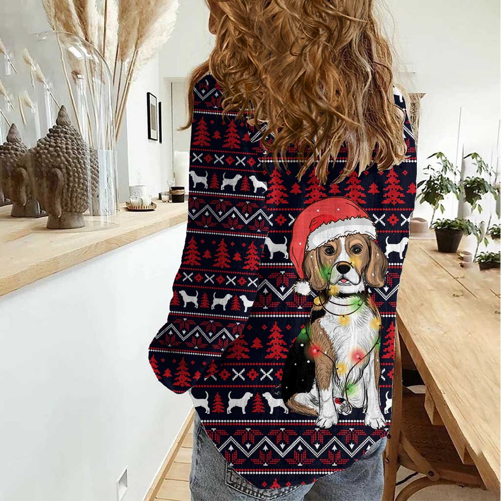 Beagle Dog They Know When You Have Snacks Christmas Women Casual Shirt Xmas Holiday Patterns - Wonder Print Shop