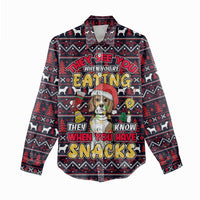 Beagle Dog They Know When You Have Snacks Christmas Women Casual Shirt Xmas Holiday Patterns - Wonder Print Shop