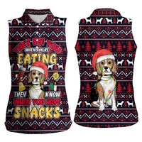 Beagle Dog They Know When You Have Snacks Christmas Women Sleeveless Polo Shirt Xmas Holiday Patterns - Wonder Print Shop