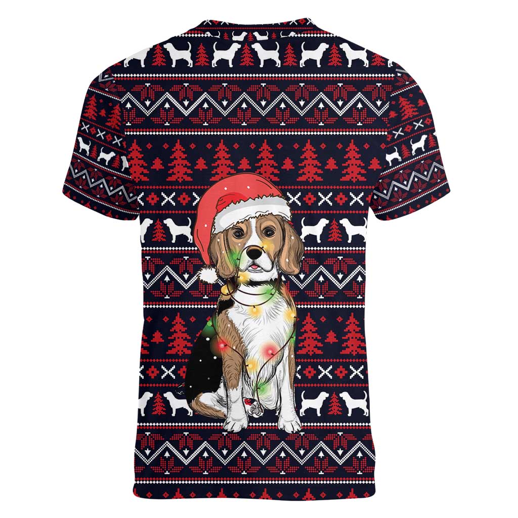 Beagle Dog They Know When You Have Snacks Christmas Women V-Neck T-Shirt Xmas Holiday Patterns - Wonder Print Shop