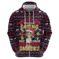 Beagle Dog They Know When You Have Snacks Christmas Zip Hoodie Xmas Holiday Patterns - Wonder Print Shop