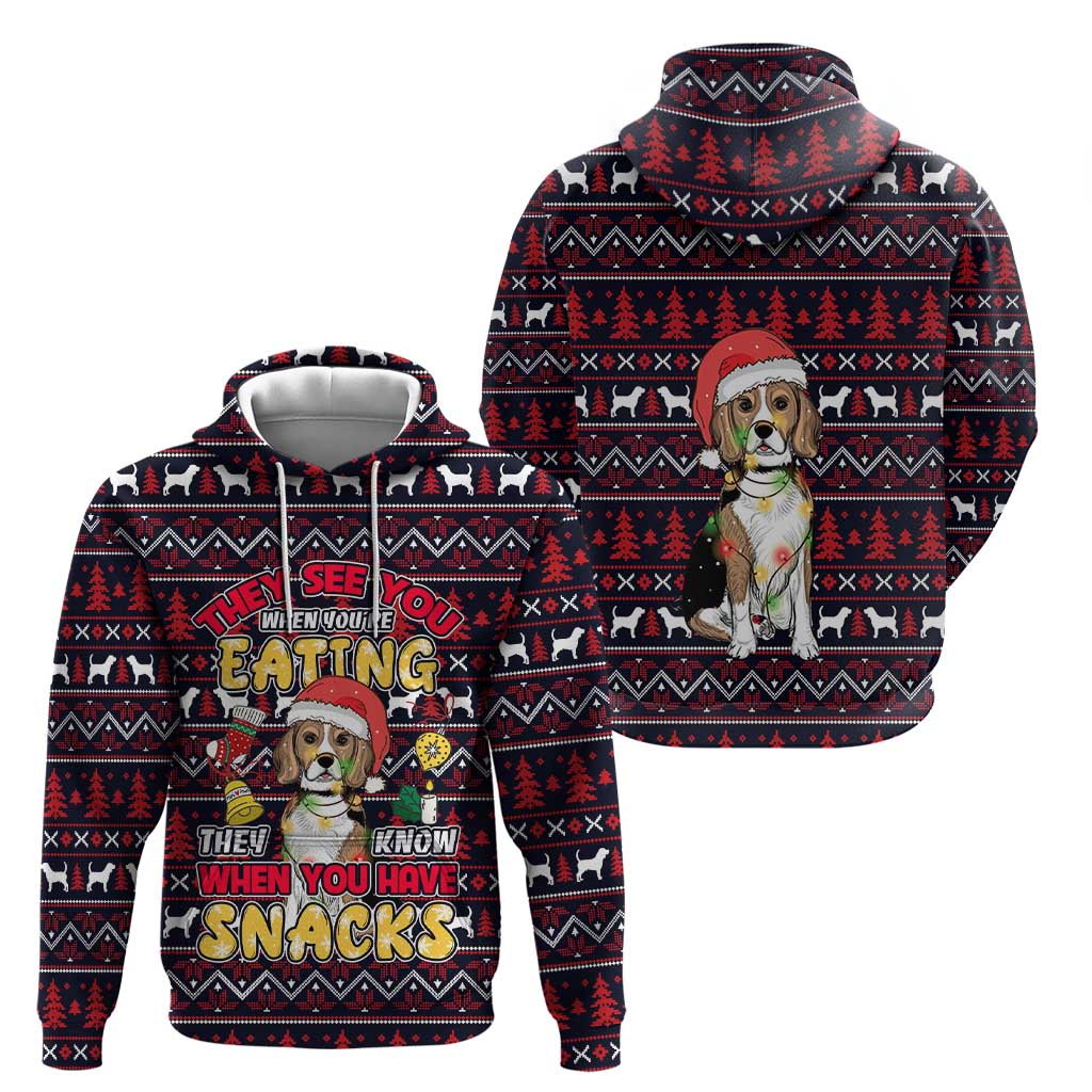 Beagle Dog They Know When You Have Snacks Christmas Zip Hoodie Xmas Holiday Patterns - Wonder Print Shop