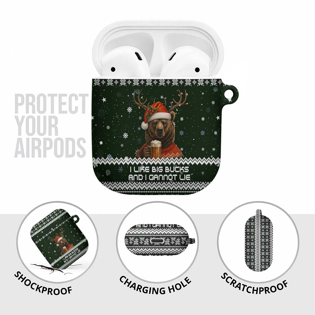 Bear Hunting and Beer Christmas AirPods Case Xmas Holiday Patterns - Wonder Print Shop