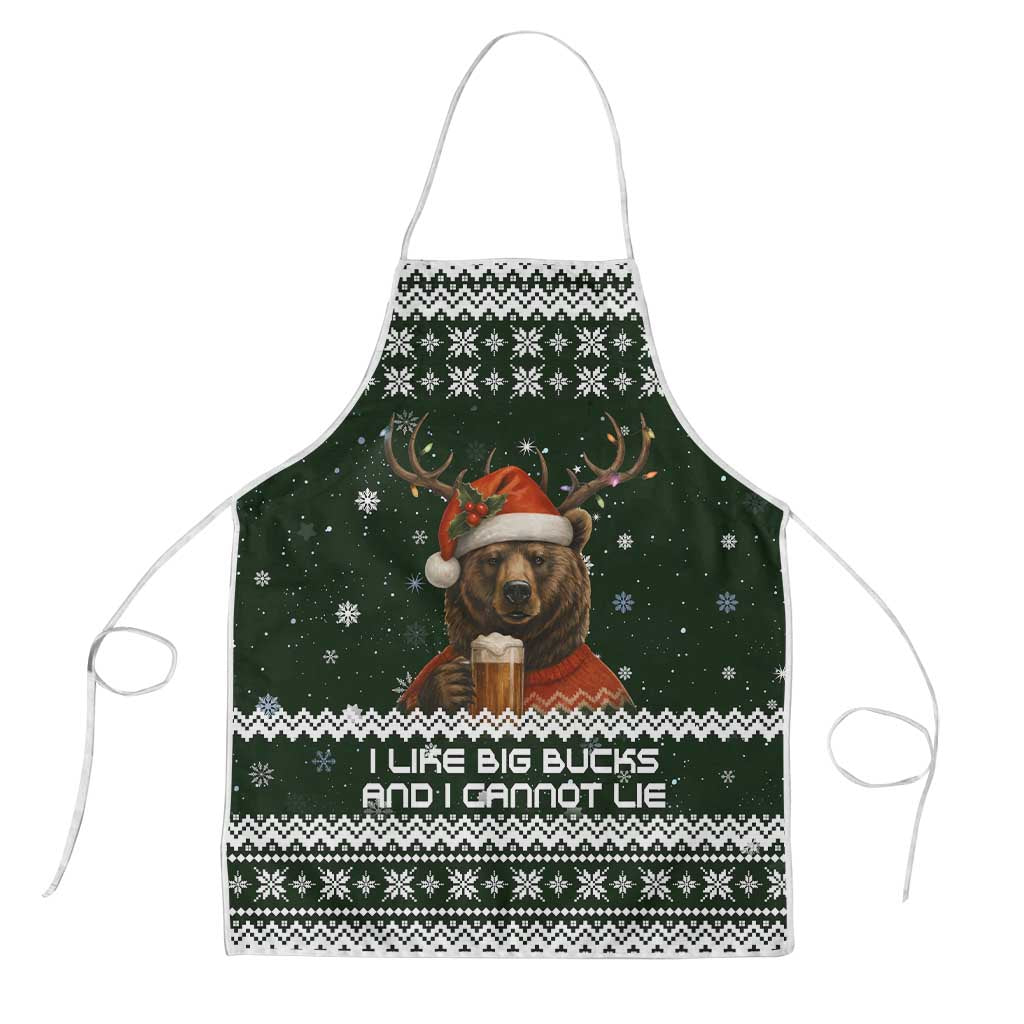 Bear Hunting and Beer Christmas Apron Xmas Holiday Patterns - Wonder Print Shop