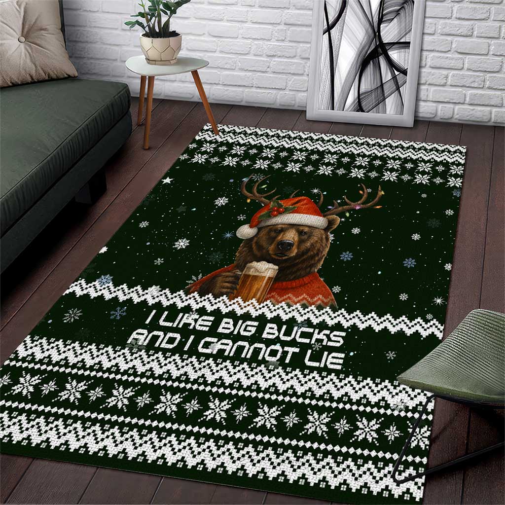 Bear Hunting and Beer Christmas Area Rug Xmas Holiday Patterns - Wonder Print Shop