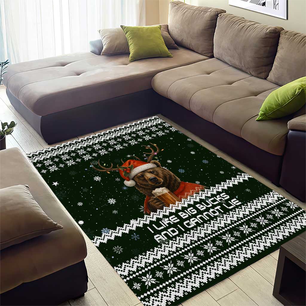 Bear Hunting and Beer Christmas Area Rug Xmas Holiday Patterns - Wonder Print Shop