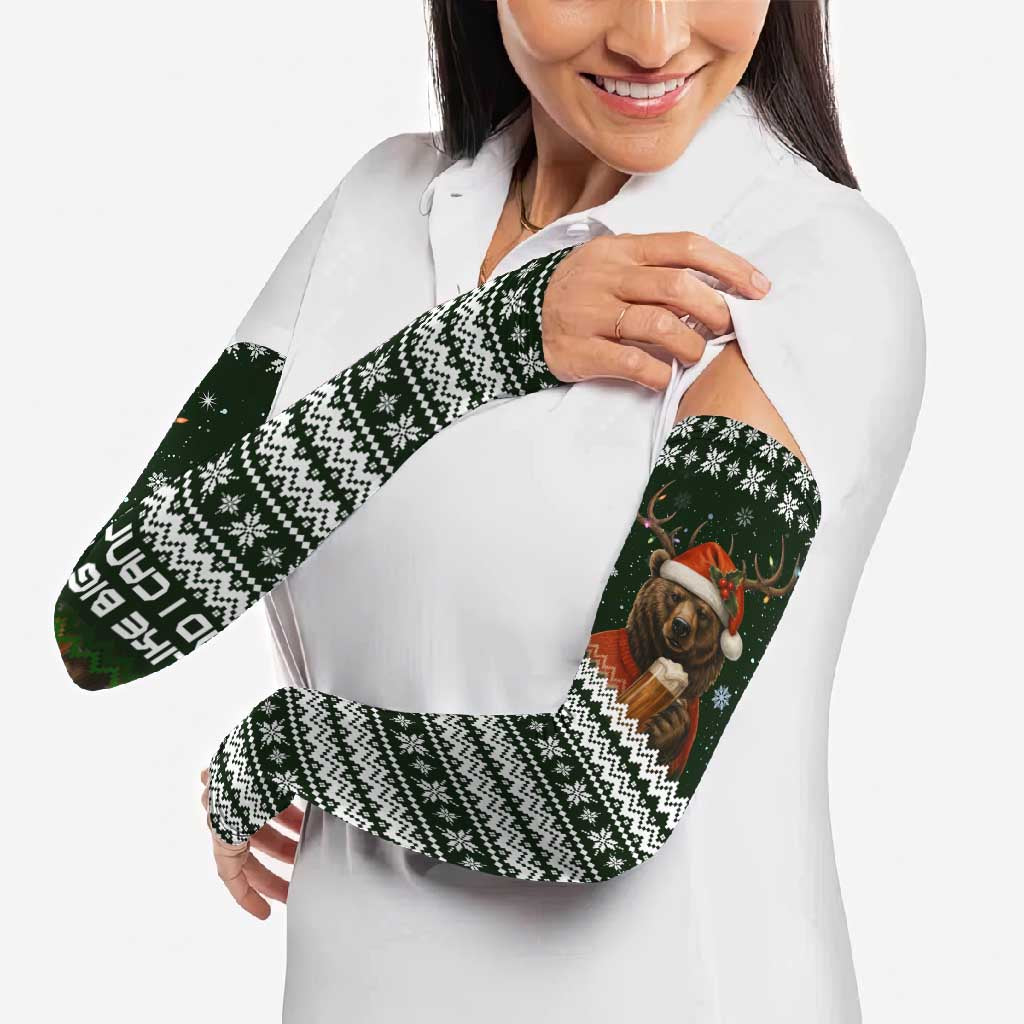 Bear Hunting and Beer Christmas Arm Sleeves Xmas Holiday Patterns - Wonder Print Shop