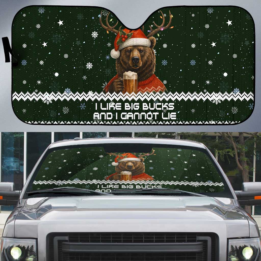 Bear Hunting and Beer Christmas Auto Sun Shade Xmas Holiday Patterns - Wonder Print Shop