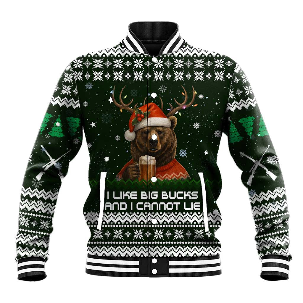 Bear Hunting and Beer Christmas Baseball Jacket Xmas Holiday Patterns - Wonder Print Shop