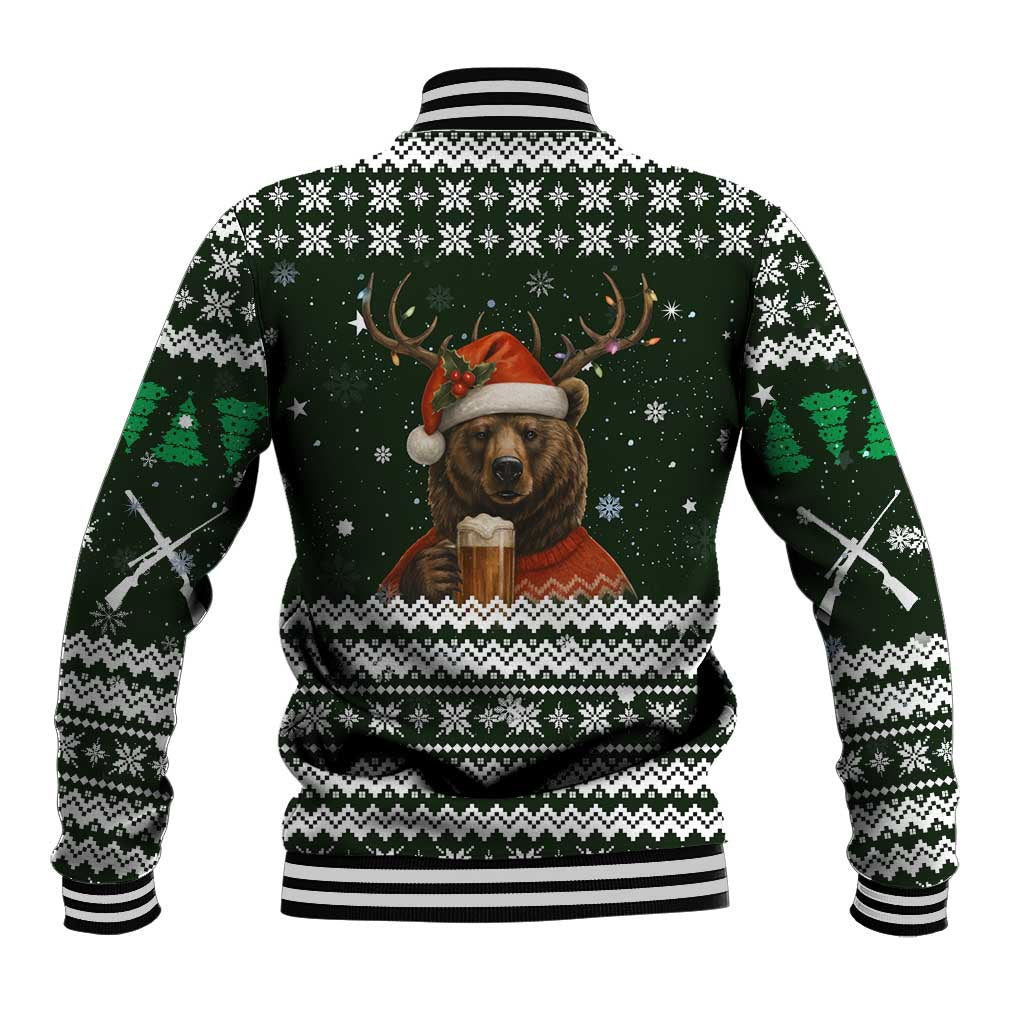 Bear Hunting and Beer Christmas Baseball Jacket Xmas Holiday Patterns - Wonder Print Shop