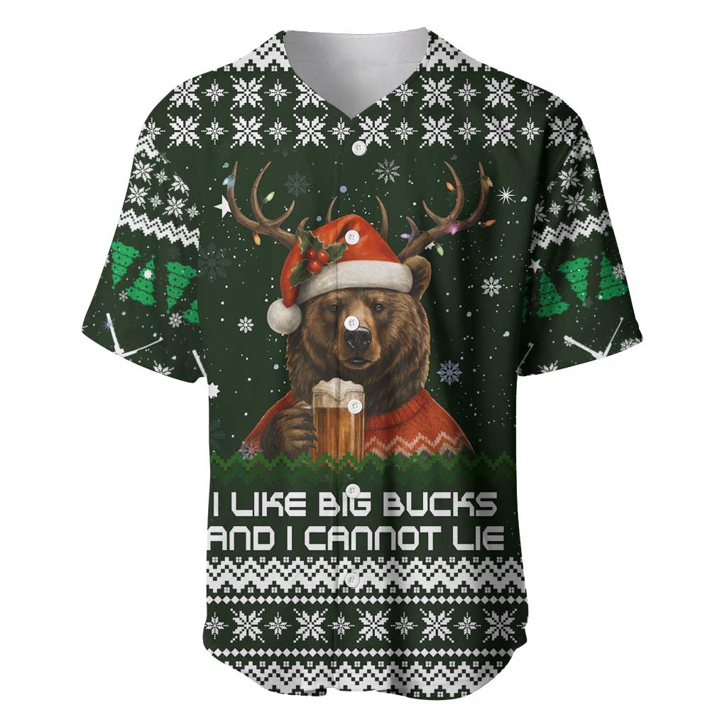 Bear Hunting and Beer Christmas Baseball Jersey Xmas Holiday Patterns - Wonder Print Shop