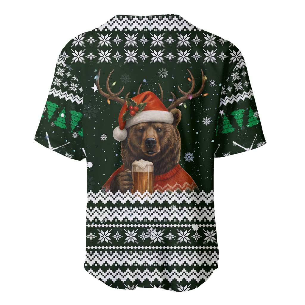 Bear Hunting and Beer Christmas Baseball Jersey Xmas Holiday Patterns - Wonder Print Shop
