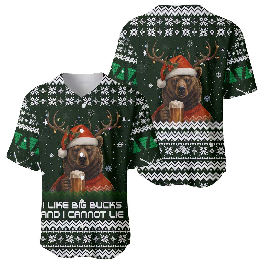 Bear Hunting and Beer Christmas Baseball Jersey Xmas Holiday Patterns - Wonder Print Shop